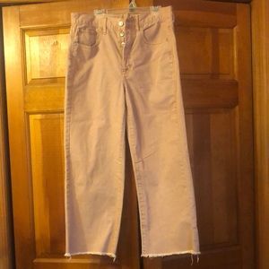 American Eagle Pink Wide Leg Crop Jeans